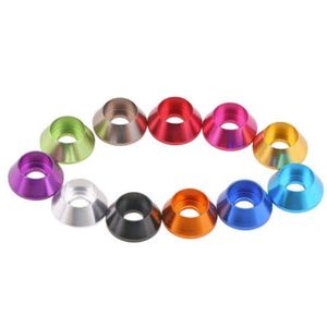 20pcs/Los -Kegel -Aluminium -Kappe Waschmaschine M2 M2,5 M3 M4 M5 M6 Corrorful Aluminiumlegierung Hex -Kappenkopf -Dasierwaschmaschine für RC -Teile