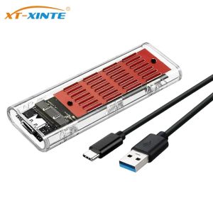 Gabinete M2 Caso SSD SSD Gabinete M.2 a USB Tipo C Drive rígido transparente Gabinete para NVME PCIE NGFF SATA M/B TENAS SSD DISCO