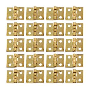 50pcs minúsculo mini dobradiça de metal de ouro para 1/12 casas pré -fabricação de mobiliário em miniatura pré -fabricante para armários hardware doméstico