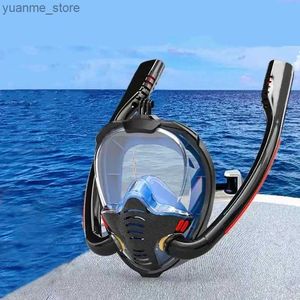 Máscaras de mergulho máscara de snorkel de rosto completo com lenços anti-nebros de 180 graus HD panorâmico Máscara de mergulho com máscara anti-Leak para adultos e crianças Y240410