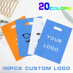 100pcs Custom Festival Party Prezentacja Torba Przenośna plastikowa torba na zakupy Drukuj jeden kolor na dwustronny darmowy projekt 240322