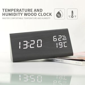 Temperaturdisplay LED Digital Alarm Clock Hem Desktop Clock Table Electronic Desktop Clocks USB Wake Up Clock för Snooze Home