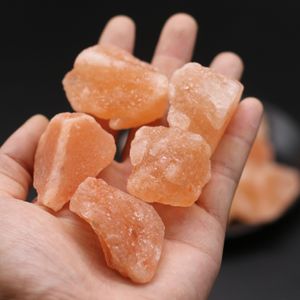 Bulk Natural Orange Salt Stone Rough Stone Fountain Rocks Mineral Prov för Reiki Healing Crystal Essential Oil Diffuser DIY