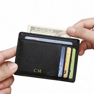 Fi Men Cowhide Leather Credit Card Wolder Busin Mini Wallets Coin Purse Multi Card Cover Ultra-Thin Small Card Case Q8GW＃