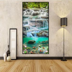 5D DIY Diamond Painting Waterfall Полный круглый бурильный ландшафт дерево алмаз