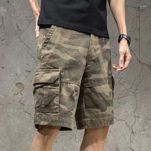 Men's Shorts Summer Causal Retro Style Camouflage Multi-Pockets Loose Cargo Outdoor Fashion