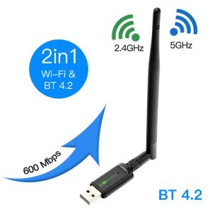 Карты 600 Мбит/с USB Wi -Fi Adapter Bluetooth Dual -Band Mini USB -ключ беспроводной приемник WLAN 2,4 г/5 ГГц для ноутбука/настольного ПК