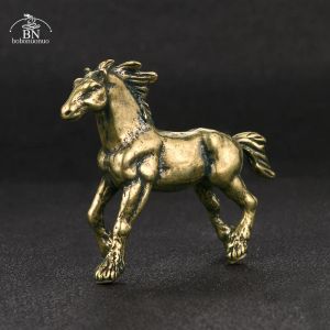 Horse di guerra in ottone puro solido piccolo statue scrivania vintage ornament figurine zodiac di zodiaco miniatures per animali domestici decorazioni domestiche