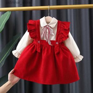 Girl's Dresses Spring newborn baby girl clothes infant 1 year birthday sets for girl baby clothing outfit sets infant shirt strap skirt suit L47
