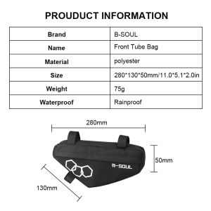 B-Soul Bike Triangle Bag Waterproof Mountain Bicycle Fram Bag Front Tube Frame Cycling Bag Pouch Holder BYCICLE Accessoarer