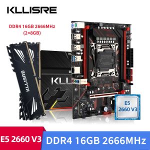 Материнские платы Kllisre LGA 20113 Комплект материнской платы X99 E5 2660 V3 CPU 2PCS X 8GB = 16 ГБ 2666 МГц DDR4 память