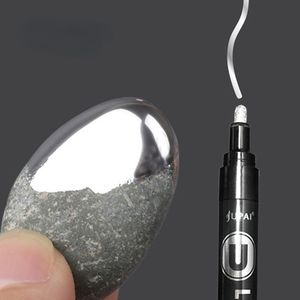 JUPA 703 Spiegel Chrommarker Stift Silber Metall DIY Hochglanz flüssiger Reifen Kunststoffmodell Reflektierender Lackelektroplierstift