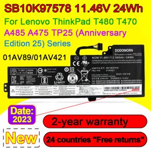 Baterias para Lenovo ThinkPad T470 T480 A475 A285 Série 01AV419 01AV420 01AV421 01AV489 SB10K97576 SB10K97578 Bateria de laptop 11.46V 24WH 24WH