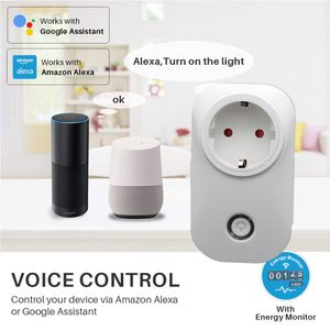 Smart WIFI Pluc Socket Outlet UE UK AU Brazil FR Israel IT 16A App Pilot Prace dla Alexa Google Assistant Energy Monitor