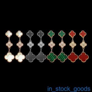 Seiko Edition Top Brand Vancefe Earrings Three Four Leaf Flower Diamond Earrings Black White Green Shell Four Leaf Earrings 18 Designer Brand Logo Engrave Earring