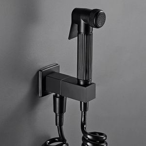 Bathroom Bidet Faucet Solid Brass Cold Toilet Shower Blow-Fed Spray Gun Nozzle Balcony Mop Pool Tap Black/Chrome Stopcock