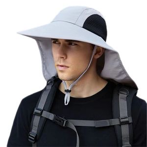 Summer UPF50 Sun Hat For Women Men Breathale Mesh Bucket With Neck Flap Outdoor Long Wide Brim vandring fiske hattar 240410