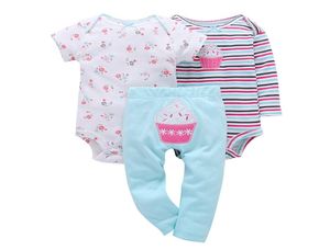 Baby Girl Clothes Stripe Floral Romperpants Cake Embroider Summer Newborn Outfit New Born Boy Set Toddler Spädbarnskläder CJ191223856808