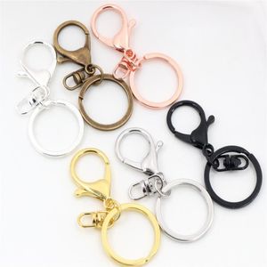 5pcs Lot 30mm Key Ring Lang 70 mm beliebtes klassisches 6 Farben Plattierte Hummerverschlussschlüsselhakenkettenschmuck für Keychain2958