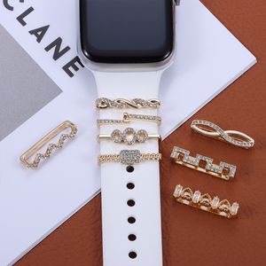 Shiny Gold Color Watch Band Ornament Nails Armband Wristbelt Charms Dekorativa ringrem tillbehör för Huawei Sumsung