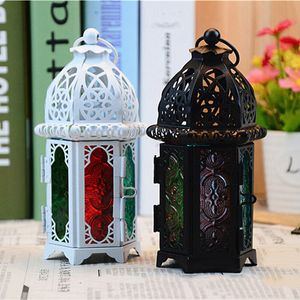 Lampada da tè lanterna marocchina nera/bianca Lampada luminosa a lume di candela votiva scatola appesa arredamento per la casa NUOVO