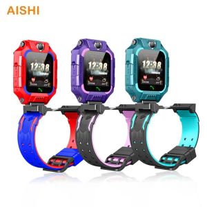 Saatler Aishi Q19R Kids Akıllı İzle Çift Kameralar 360 Döndürme Flip Tasarım Su Geçirmez Lbs SOS Çocuklar 2G GSM Ağı İçin Cep Telefonu