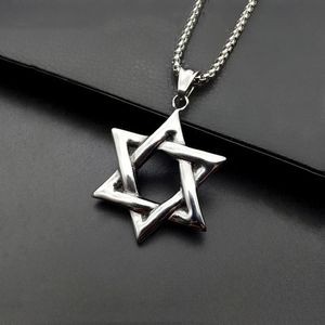 Colares pendentes Estrela de David Israel Chain Colar Women Women Aço Interior Judaica Silver Color Men JewelryPingled263Q