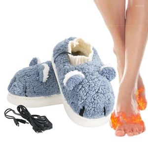 Carpets USB Heated Slippers Rechargeable Electric Shoes Foot Warmers Adjustable Heating Levels Winter Warm Snow Boots Comfortable Plush