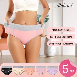 Kvinnors trosor Molasus Kvinnor Soft Cotton Abdominal Recovery Briefs Ladies High Cut Full Coverage Underpants Plus Size Underwear