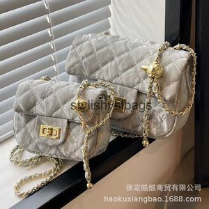 Shoulder Bags This years popular bags for 2024 new trendy and fashionable high-end diamond grid chain single shoulder bag crossbody small square H240410
