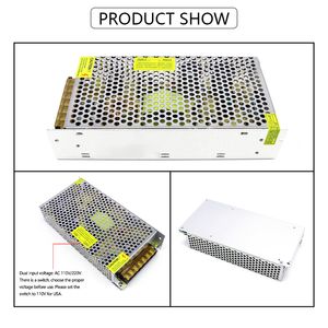 110/220V AC to DC 12V 16.7A 200W Converter Switch Mode Power Supply LED Lighting Transformer Drive Adapter AC/DC-enclosed SMPS