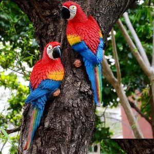 Garden Decorations Home Diy Tree Parrot Scpture Pendant Wall-Moned Decoration Park Animal Drop Delivery Patio Lawn Dhry5