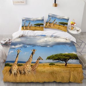 Zestaw okładki Giraffe Duvet King/Queen, Tropical Safari Animal Comberter Cover, Funny Giraffi Print Pedding Set dla dzieci nastolatków