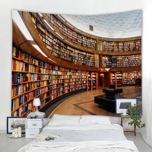 Art Wall Hanging Mystery Library Tapestry Vintage Bookshelf Digital Printing Whole Book