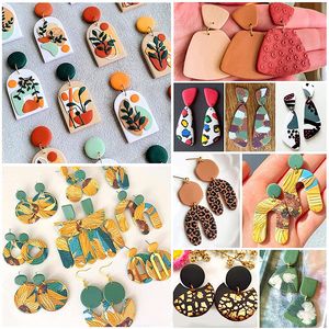18pcs Polymer Clay Tools Plastic Clay Cutter Ceramic Pottery DIY Ceramic Craft Cutting Mold for Earring Jewelry Pendant Making