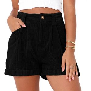 Frauen Shorts Damen Sommer Freizeithosen hohe Taille Solid Cord Cord Lose Farbkompressionssocken Frauen kurz