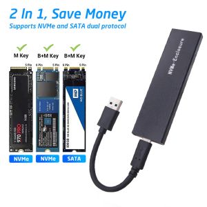 Muhafaza USB Tip C SSD Muhafaza M2 SSD Kılıf Kutusu M.2 NGFF NVME SATA M+B Anahtar Sabit Sürücü Kılıfı Realtek RTL9210B