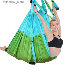 Hammocks 6 handles aerial yoga hanger swing outdoor anti gravity suspension sling yoga Pilates trapezoidal reversal practice+handbagQ