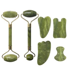 Natural Jade Roller Face Massager Real Stone Gouache Scraper Gesichtsmassagegeräte Jade Roller Guasha Massage Board Drop 9861412