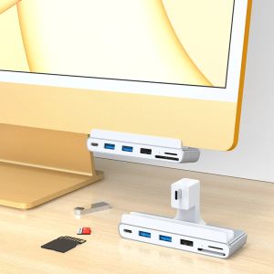 Stationer 6 i 1 Typ C USB C HUB TF SD -kortläsare för iMac Suface Pro 7 iPad Hub Docking Station USB C för bärbara datorer Support SD TF -kort