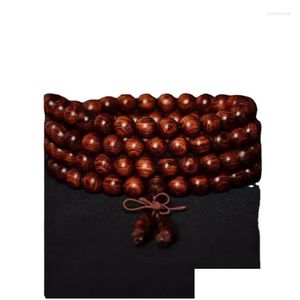 Kettenglied Armbänder Armband natürliches Material Festes Holz runde Perlen gelbe Pear8mm108 Retro EthnicStyle Mti-Ring Halskette für Männer und Dhthjjj