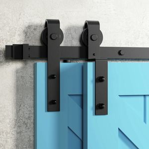 Jachor Bypass Schiebetür Hardware-Strecke Bent Kleidersystem Innenraum Schrank Tür Küche 4-9.6ft Kit Track System Hardware