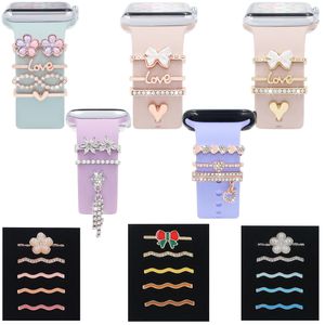 Pearl Diamond Metal Charms Dekorativen Ring für Apple Watch Band Smart Watch Silicon -Gurtzubehör für IWatch -Armband