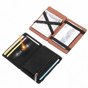 Mini Men Card держатель кошельки на молнии монеты Pocket Slim Magic Magic Calure Calember Ceather Bank Card Card Маленькие кошельки 96GT#