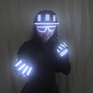 LED LUMININALS GLOVES LOVES ROCK RIBET CAP mais recente Chapéu de rebite de prata dourado exclusivo para fantasias luminosas LED