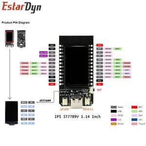 T-Display ESP32 WiFi e placa de desenvolvimento de Módulo Compatível com Bluetooth, placa de controle LCD de 1,14 polegada para Arduino