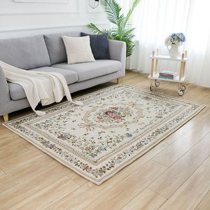 Vintage Rug Floral Carpet Nordic Beige Europe Pastoral Rug For Home Living Room Bedroom Area Rug Washable Jacquard Woven Rug Mat