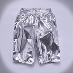 Uomini estivi più taglia 8xl Shorts argento sciolto maschio maschio lucido luccicante pantaloni corti metallici A9051 240410