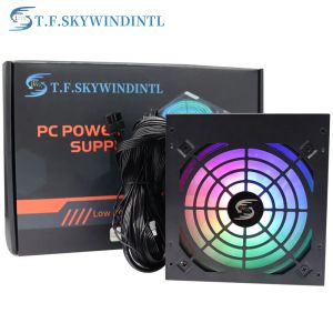 Leveranser 500W PSU Power för Desktop SATA ATX 12V Gaming PC Power Supply 24pin 500WALT 18 LED Silent Fan New Computer Power Supply för BTC