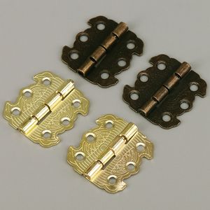 10PCS Mini Engraved Designs Hinges Antique Retro Hinges for Wooden Box Jewelry Chest Box Cabinet DIY Accessories 29x 27mm